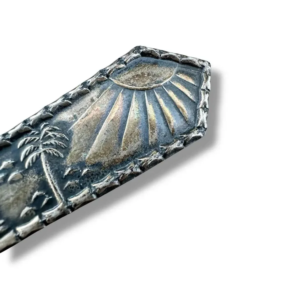 Vintage Israel 835 Silver Money Clip Souvenir Sun Palm Tree Camel Midcentury